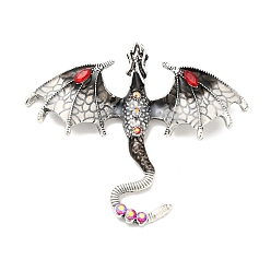 Коричневый Сплав горный хрусталь большие кулоны, с эмалью, птерозавр, кофе, 59x68x8.5 мм, отверстие : 4x7 мм