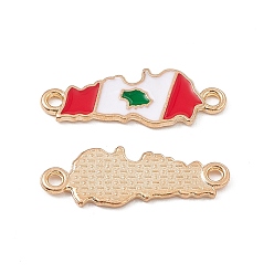 Light Gold Alloy Enamel Connector Charms, Red & White, Light Gold, 8.5x24x1.5mm, Hole: 1.6mm