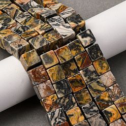 Желтый Натуральная карта каменные бусы пряди, кубические, желтые, 8~9x8~9x8~9 мм, отверстие : 1.2 мм, около 46 шт / нитка, 15.31'' (38.9 см)