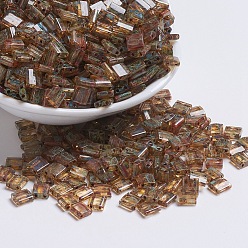 (TL4501) Transparent Light Topaz Picasso MIYUKI TILA Beads, Japanese Seed Beads, 2-Hole, (TL4501) Transparent Light Topaz Picasso, 5x5x1.9mm, Hole: 0.8mm, about 1180pcs/100g