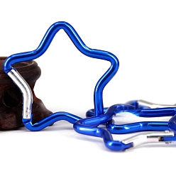 Bleu Alliage Escalade mousquetons en aluminium, fermoirs clés, étoiles, bleu, 4x48x4mm