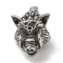 Античное Серебро 316 хирургические подвески из нержавеющей стали, кабан с подвеской в виде тройственного узла, античное серебро, 40x21x19 мм, отверстие : 9 мм