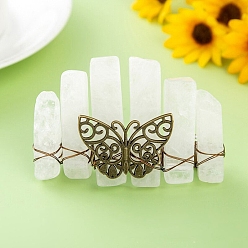 Quartz Crystal Natural Indian Agate Hair Barrettes, Butterfly, 20x80mm