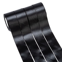 Black Single Face Satin Ribbon, Polyester Ribbon, Black, 2 inch(50mm), about 25yards/roll(22.86m/roll), 100yards/group(91.44m/group), 4rolls/group