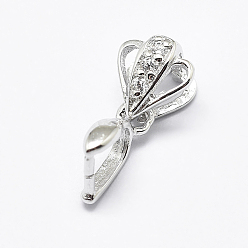 Платина Антикоррозийное покрытие родием 925 подвеска из стерлингового серебра с микропаве из кубических цирконий, ледоруб и щепотку поручительств, цветок, платина, 12 мм, отверстие : 2x4 мм, штифты : 1 мм
