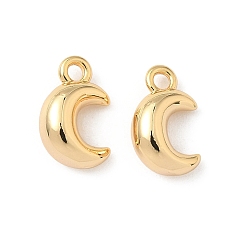 Настоящее золото 18K Латунь прелести, без никеля , луна, реальный 18 k позолоченный, 10.5x6.5x4 мм, отверстие : 1.4 мм
