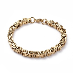 Золотой Ионное покрытие (ip) унисекс 201 браслеты-цепочки из нержавеющей стали в византийском стиле, с карабин-лобстерами , золотые, 8-1/4 дюйм (21 см), 6 мм