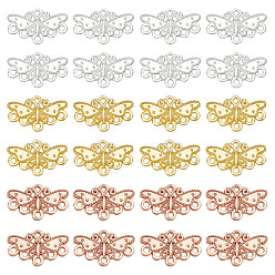 Gemischte Farbe 120pcs 3 Farben Legierung Kronleuchter Komponenten Links, 6 Loop-Anschluss, langlebig überzogen, Schmetterling, Gemischte Farbe, 10.5x18x2.5 mm, Bohrung: 1.2 mm, 40 Stk. je Farbe