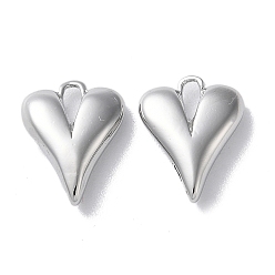 Платинированный Латунь прелести, сердце прелести, без кадмия, без никеля и без свинца, Реальная платина, 13x10x3.5 мм, отверстие : 3.5x2 мм