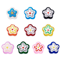 (52) Непрозрачная лаванда 10шт. 10 цвета, бусины из эмали ручной работы из стекла, бусины ручной работы, цветок, разноцветные, 11.5x12~12.5x6.5 мм, отверстие : 1.2 мм, 1 шт / цвет