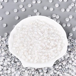 Белый Внутренние цвета прозрачные стеклянные бусины, рондель, белые, 6x4 мм, отверстие : 2 мм, Около 2000 шт / 450 г