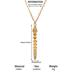 Fish Brass Pave Clear Cubic Zirconia Pendant 304 Stainless Steel Chain Necklaces for Women, Real 18K Gold Plated, Fish, 14.96 inch(38cm), Pendant: 49x7mm