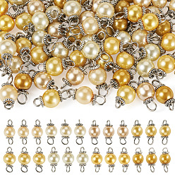 (52) Непрозрачная лаванда 80 шт 8 цвета стеклянные перламутровые круглые соединительные подвески, с выводами из сплава и 304 нержавеющей стали, цвет нержавеющей стали, разноцветные, 14 мм, отверстие : 2.5 мм, 10 шт / цвет