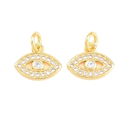 Chapado en Oro Real 18K Latón micro pavimenta claro cubic zirconia encantos, Encantos de los ojos de los caballos, real 18 k chapado en oro, 9.5x12x2 mm, agujero: 3 mm
