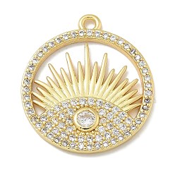 Настоящее золото 18K Стойка металлическая латунная микропрофилированная кубическая циркония подвески, долговечный, без свинца и без кадмия, плоский круглый с подвесками для глаз, реальный 18 k позолоченный, 25x22x2.2 мм, отверстие : 2 мм