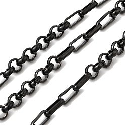 Черный 304 из нержавеющей стали Figaro цепи, несварные, с катушкой, вакуумное покрытие pvd, чёрные, 5.5x5.5x2 мм