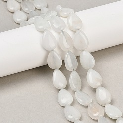 Белый Бусины из натурального белого нефрита, окрашенные, квартира слеза, белые, 18x13x5~6 мм, отверстие : 1.2 мм, около 20~22 шт / нитка, 15.35''~15.55'' (39~39.5 см)