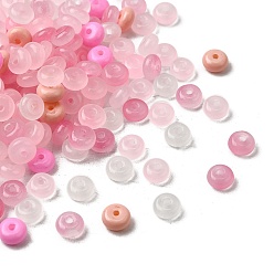 Бледно-Розовый Имитация нефритовые четки стекла, шариков Rondelle, розовый жемчуг, 6~6.5x3.5 мм, отверстие : 1.2~1.4 мм, Около 5000 шт / 1000 г