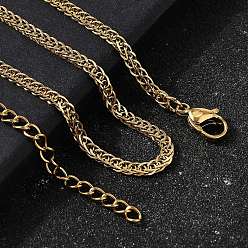 Золотой 3мм 304 ожерелья из нержавеющей стали с цепочкой из пшеницы для мужчин, золотые, 17.72 дюйм (45 см)