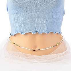Colorful Summer Jewelry Waist Bead, Body Chain, Glass Seed Beaded Belly Chain, Bikini Jewelry for Woman Girl, Colorful, 32-1/4 inch(82cm)