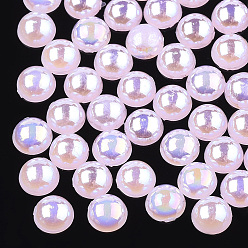 Perle rosa ABS Kunststoffimitation Perle Cabochons, ab Farbe plattiert, Halbrund, Perle rosa, 5x2.5 mm, 10000 Stück / Beutel