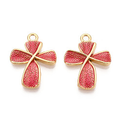 Лосось 304 подвески из нержавеющей стали и эмали, крест прелести, золотые, salmon, 24x18x2.5 мм, отверстие : 2 мм