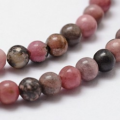 Rhodonite Natural Rhodonite Beads Strands, Round, 8mm, Hole: 1mm, about 44pcs/strand, 14.9 inch~15.1 inch