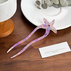 Фиолетовый Вилки для волос из ацетата целлюлозы, с пластиковой имитацией жемчуга, аксессуары для волос для женщин и девочек, морская звезда, фиолетовые, 150 мм