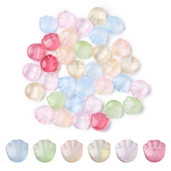 Mixed Color 35Pcs Transparent Spray Painted Glass Beads, Bear Claw Print, Mixed Color, 14x14x7mm, Hole: 1mm