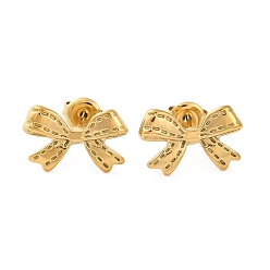 Настоящее золото 14K Ионное покрытие (ip) 304 серьги-гвоздики из нержавеющей стали, бантом, реальный 14 k позолоченный, 11x17 мм