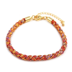 Красный 4браслеты из плетеного нейлонового шнура толщиной ⅛ дюйма, с латунными выводами и 304 застежками из лобстера из нержавеющей стали, долговечный, золотые, красные, 7-3/4 дюйм (19.7 см)