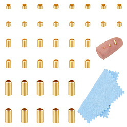 Doré  60pcs 3 styles 925 perles tubulaires d'espacement en argent sterling, colonne, avec 1 tissu en daim pc chiffon de polissage argenté carré, or, colonne: 1.5~4x1~2 mm, Trou: 1~1.5mm, 20 pcs / style