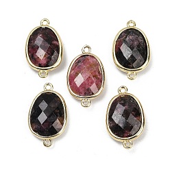 Родонит Подвески с граненым соединителем из натурального родонита, покрытие стойки латунные овальные звенья, золотые, 22.5~23x13.5~14x6 мм, отверстие : 1.4 мм