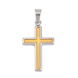 Золотой & Цвет Нержавеющей Стали 304 нержавеющей стальной эмали подвески, текстурированные крестики-подвески, золотые и нержавеющая сталь цвет, 30.5x18.5x2.5 мм, отверстие : 6.5x4.5 мм