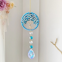 Апатит Каплевидные стеклянные ловцы солнца, подвесные украшения из драгоценных камней «дерево жизни», создатель радуги, для украшения сада и дома, 400 мм