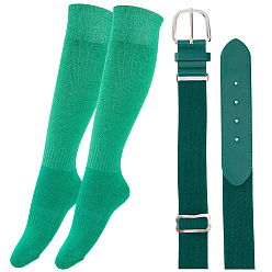 Зеленый 1 пара однотонных футбольных носков из поликоттона, с 1полиэстеровыми эластичными ремнями для софтбола из искусственной кожи, зелёные, 600x168x5 мм