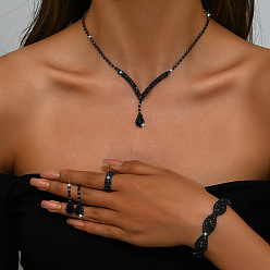 Реактивный Самолет Браслеты-цепочки из сплава со стразами и подвесками в форме конского глаза, серьги-гвоздики в форме капли, ожерелья и комплекты колец, струя, 300 мм