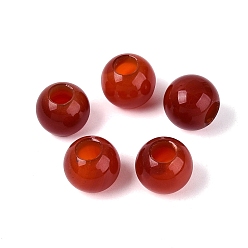 Carnelian Natural Carnelian European Beads, Smoooth Round, Dyed & Heated, Large Hole Beads, 12~12.5x10~11mm, Hole: 5mm