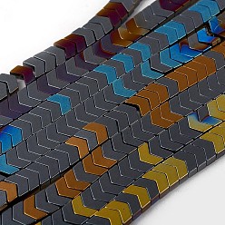 Mixed Color Electroplated Non-magnetic Synthetic Hematite Beads Strands, Half Plated, Arrows, Mixed Color, 5.5x8x3mm, Hole: 0.8mm, about 114pcs/strand, 16.33 inch(41.5cm)