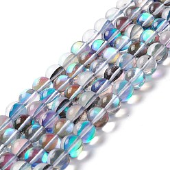 Разноцветный Синтетические лунные лучи, круглые, красочный, 10 мм, отверстие : 1 мм, около 37~39 шт / нитка, 14.76''~14.96'' (37.5~38 см)