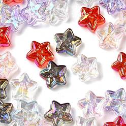 (52) Непрозрачная лаванда Уф-покрытие прозрачные акриловые бусины, радужный, звезды с улыбающимся лицом, разноцветные, 21.5x23x8 мм, отверстие : 2.5 мм