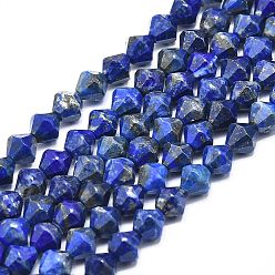 Lapis Lazuli Natural Lapis Lazuli Beads Strands, Faceted, Bicone, 8x7.5mm, Hole: 1mm, about 48pcs/strand, 15.55 inch(39.5cm)