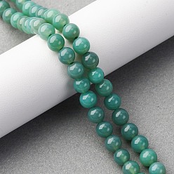 Зеленый агат Натуральные бусины из зеленого оникса и агата (окрашенные и нагретые), круглые, 6 мм, отверстие : 0.6 мм, около 70 шт / нитка, 15.63'' (39.7 см)