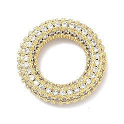 Настоящее золото 18K Соединительные кольца из латуни с микропейвом и прозрачным кубическим цирконием, круглые кольца, долговечный, стойки покрытие, без свинца и без кадмия, реальный 18 k позолоченный, 18x4 мм, внутренний диаметр: 9 мм