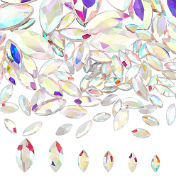Хрусталь AB 94шт 6 стильные заостренные стеклянные кабошоны со стразами сзади, граненые, лошадиный глаз , хрусталь AB, 10~31x5~17x3~8 мм