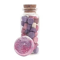 Pale Violet Red Sealing Wax Particles, for Retro Seal Stamp, Octagon, Pale Violet Red, Bottle: 30x77mm, 60pcs/bottle