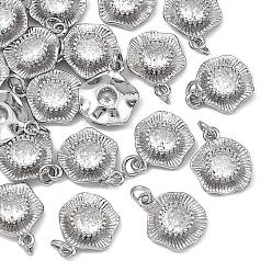 Platinum SHEGRACE Brass Pave Clear Cubic Zirconia Charms, Flower Charms, Cadmium Free & Nickel Free & Lead Free, Long-Lasting Plated, Platinum, 13x10x3mm, Hole: 2.5mm