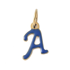 Letter A 304 из нержавеющей стали шармы эмали, с целью перехода в кольце, ионное покрытие (ip), золотые, буква a, 11x8.5x1 мм, Перейти кольцо: 6x0.8 мм, 4.5 мм внутренним диаметром
