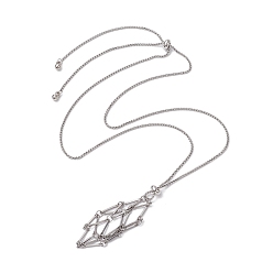 Нержавеющая Сталь Цвет 304 ожерелья с подвесками в виде клетки из нержавеющей стали с кристаллами и камнями, 304 из нержавеющей стали кабель цепи ожерелья, цвет нержавеющей стали, 25.39 дюйм (64.5 см)