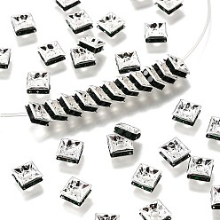 Изумруд Латунные бусины разделители для поставки стразов, класс А, квадратный, без никеля , серебряные, изумруд, 6x6x3 мм, отверстие : 1 мм